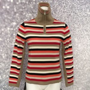 Bogner 1/4 zip Striped knit Sweater Pullover 10